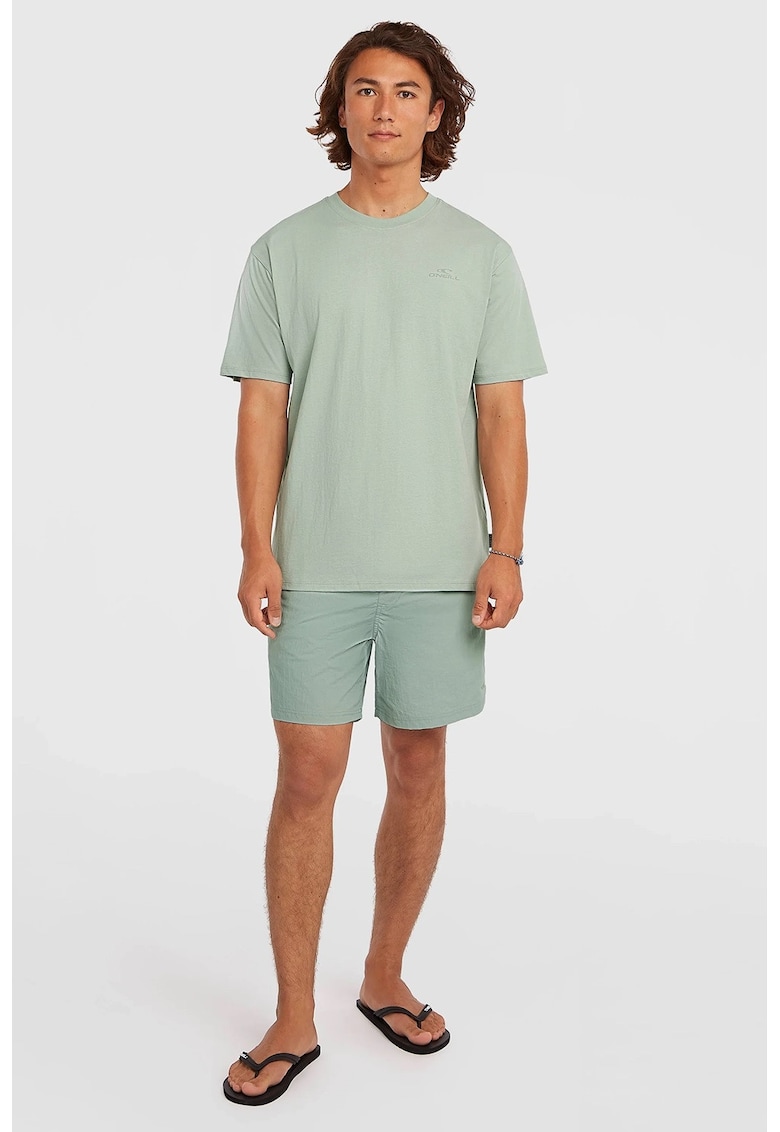 Pantaloni scurti de baie cu talie elastica cu snur - Verde pal