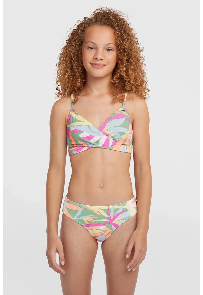 Costum de baie din doua piese cu model Baay - Verde deschis/Roz