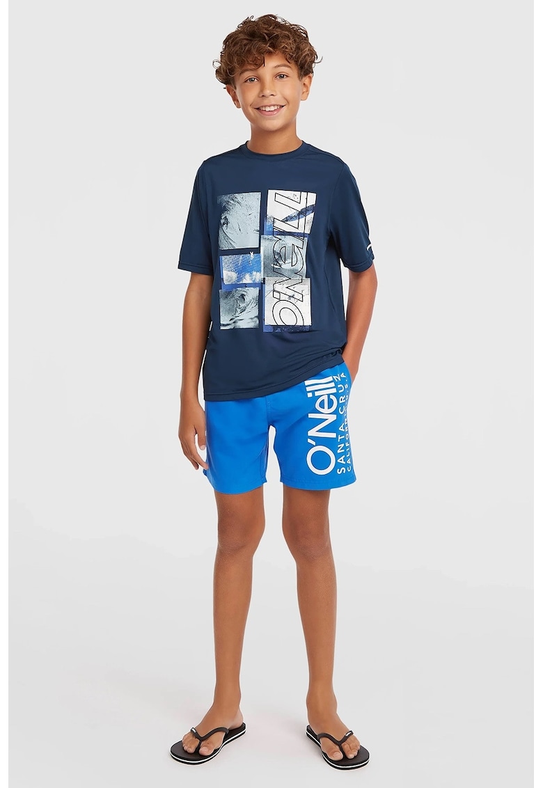 Pantaloni scurti de baie cu imprimeu logo Cali - Turcoaz