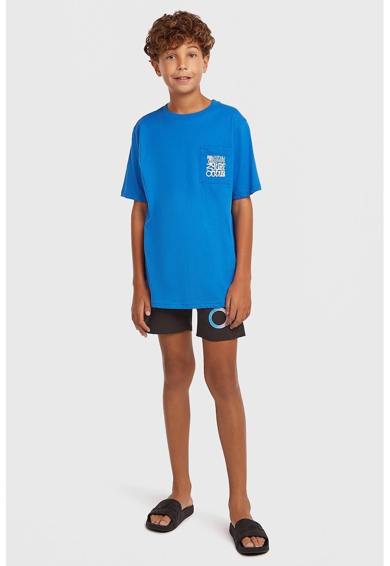 Pantaloni scurti de baie cu imprimeu logo Cali - Negru
