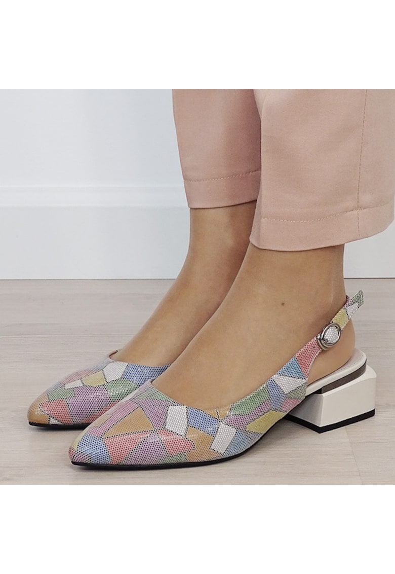Pantofi multicolor comozi din piele naturala BY6889-4 02 19801 - Multicolor