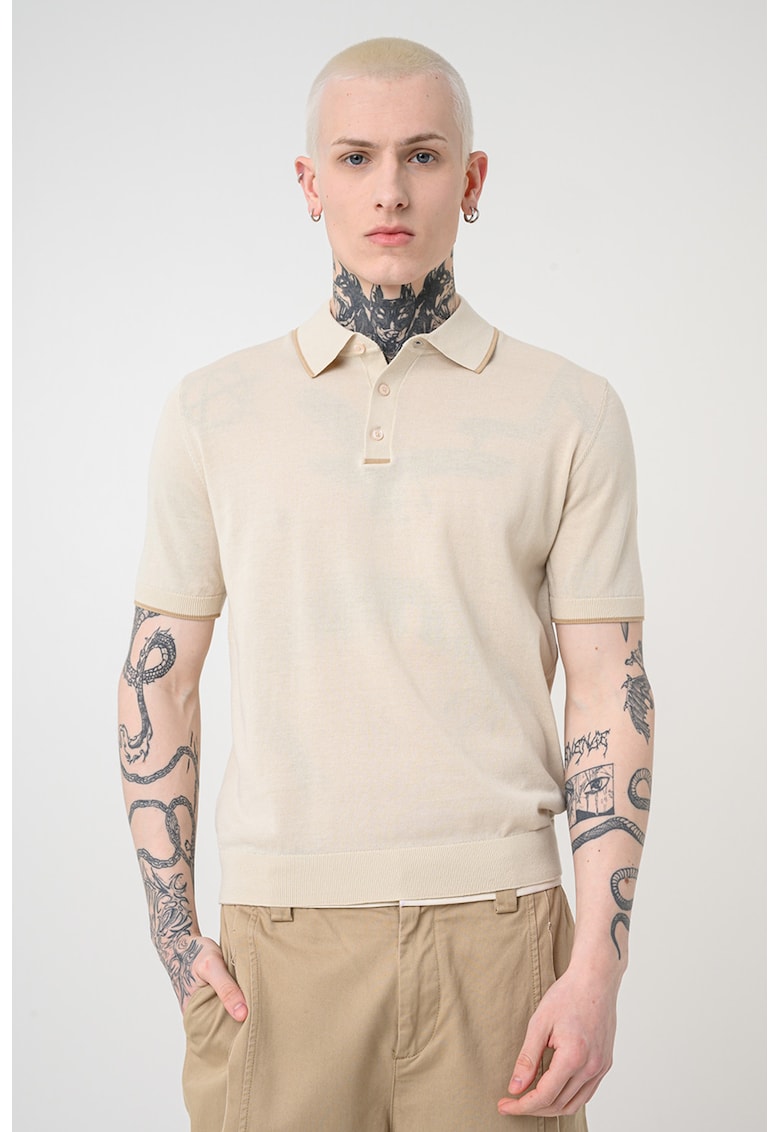 Tricou polo cu model uni - Bej