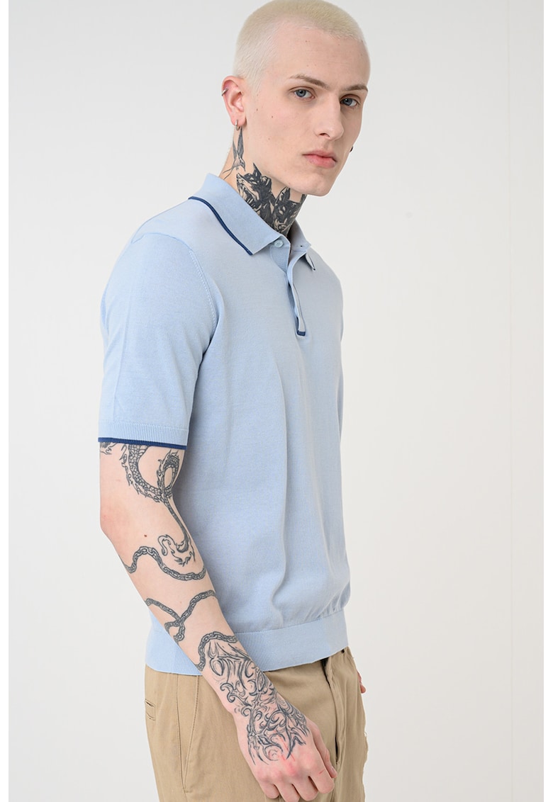 Tricou polo cu model uni - Albastru prafuit