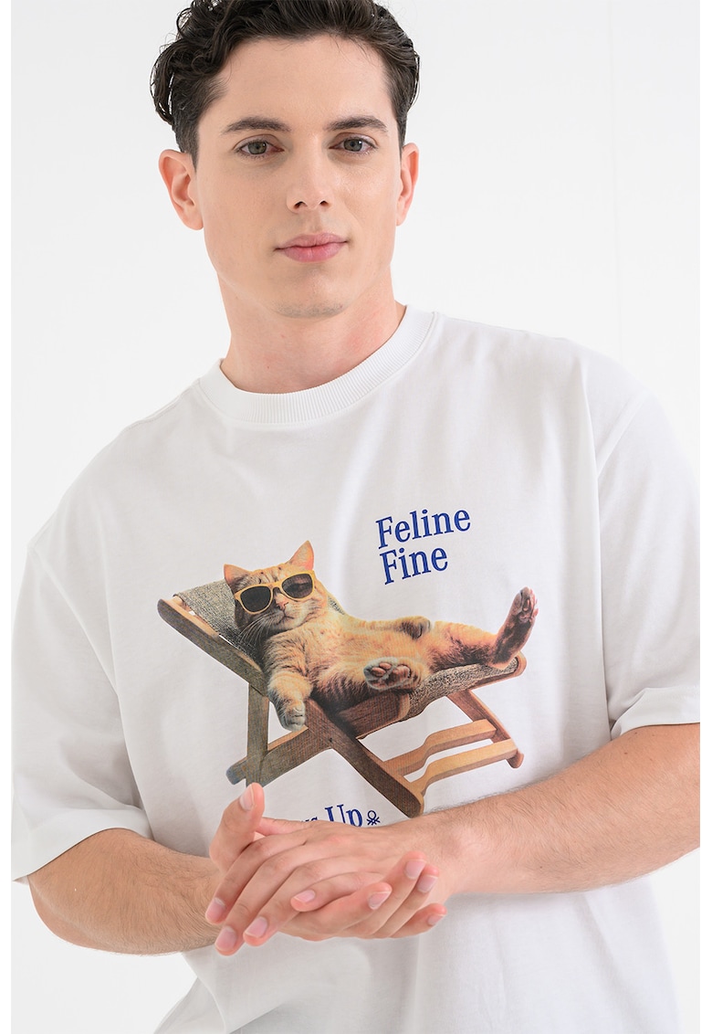 Tricou din bumbac cu model grafic - Alb