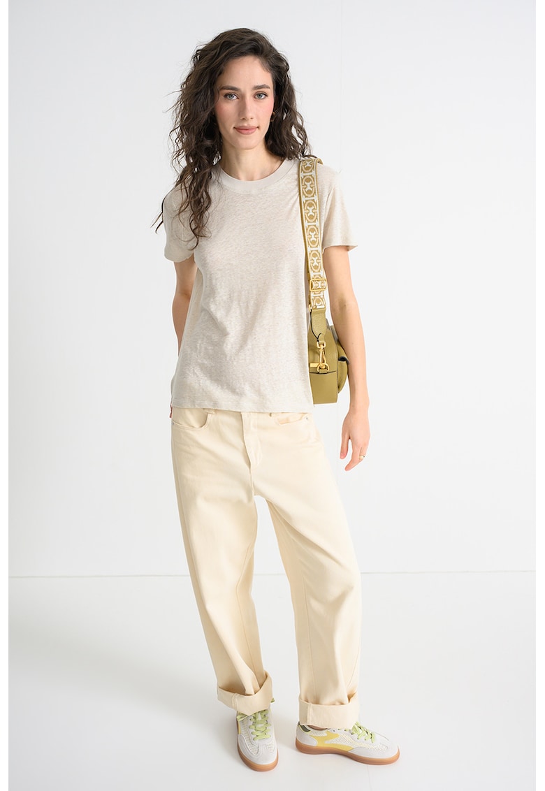 Tricou regular fit de in cu terminatie rotunjita - Alb murdar