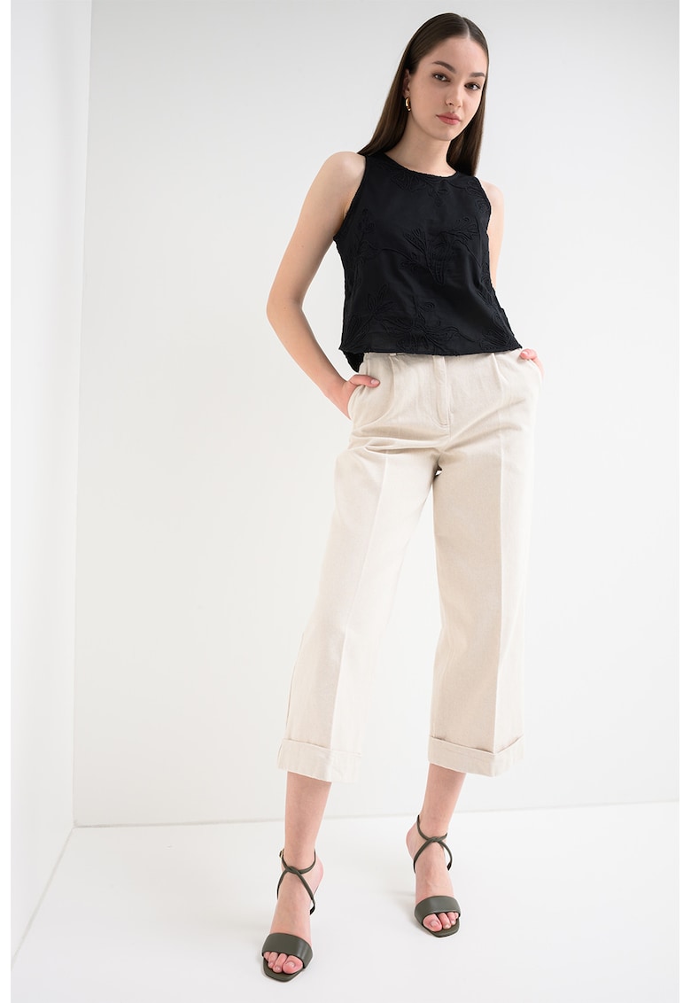 Top crop din bumbac - Negru