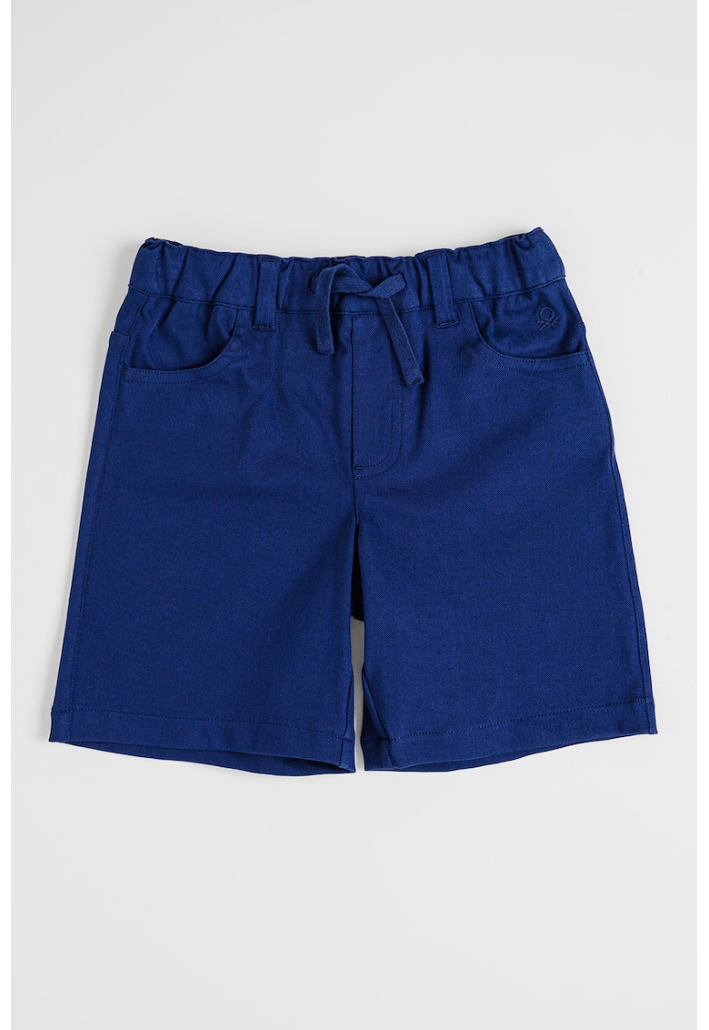 Pantaloni scurti din amestec de bumbac cu talie ajustabila - Bleumarin