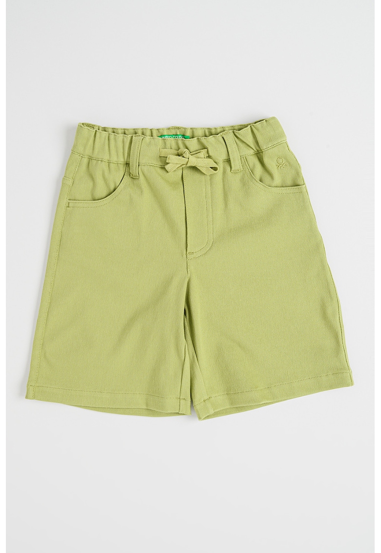 Pantaloni scurti din amestec de bumbac cu talie ajustabila - Verde fistic