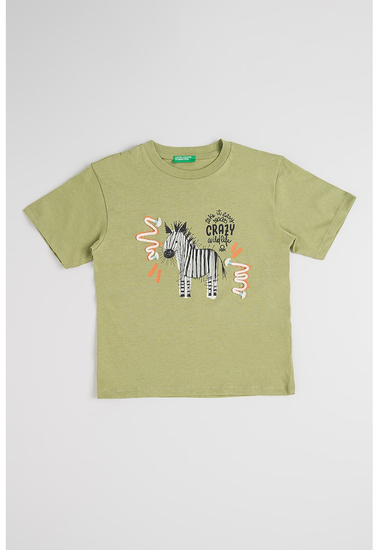 Tricou din bumbac cu imprimeu - Verde masliniu