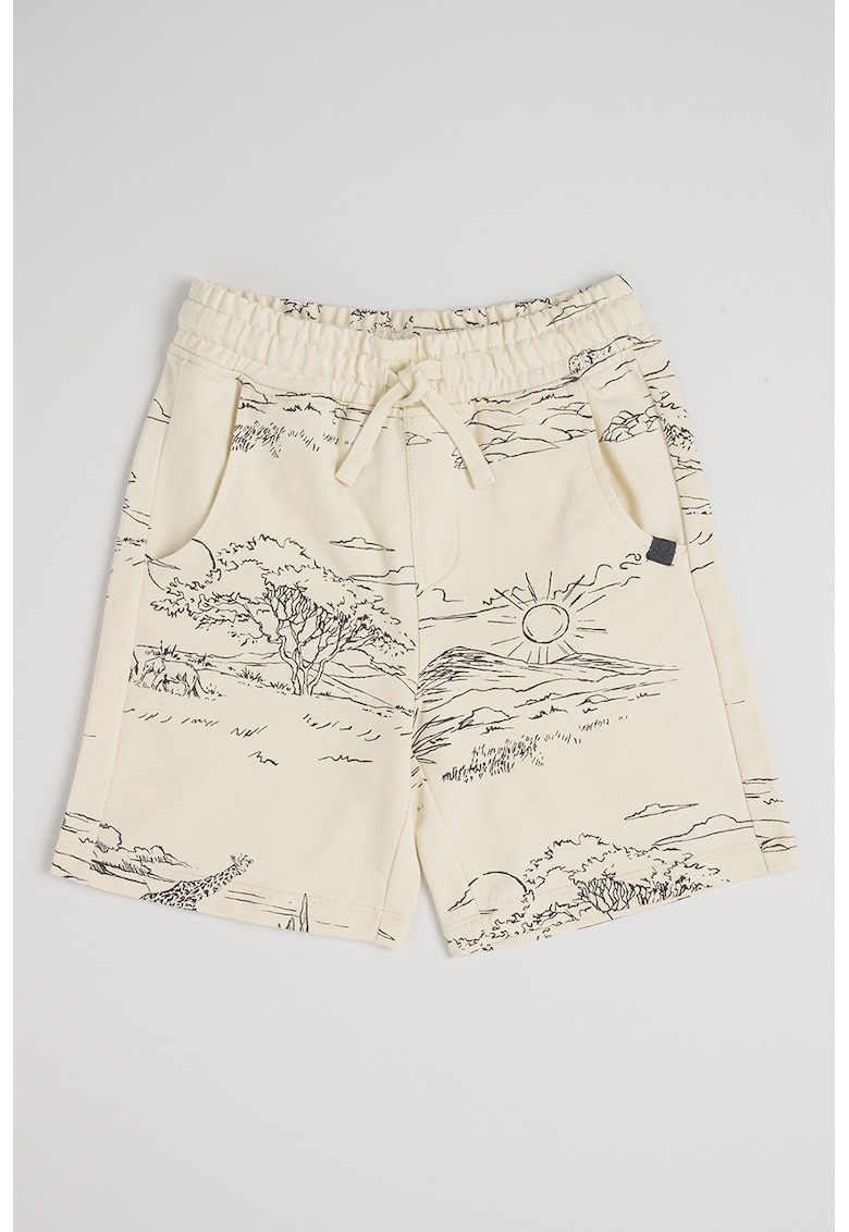 Pantaloni scurti cu imprimeu grafic - Crem