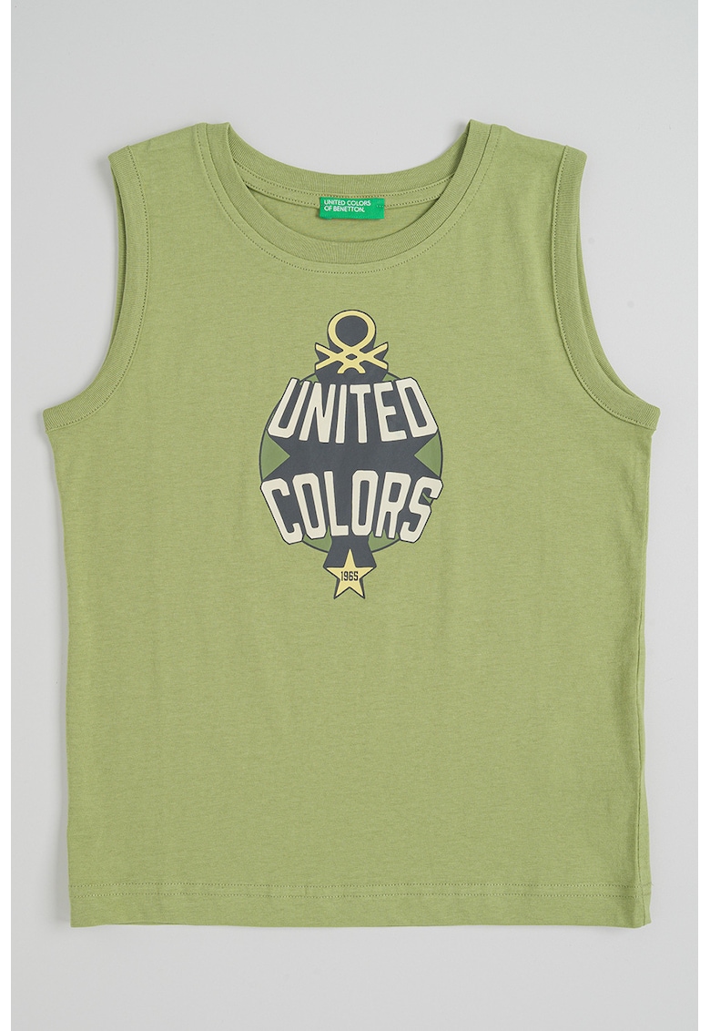 Top din bumbac cu imprimeu logo - Verde masliniu inchis