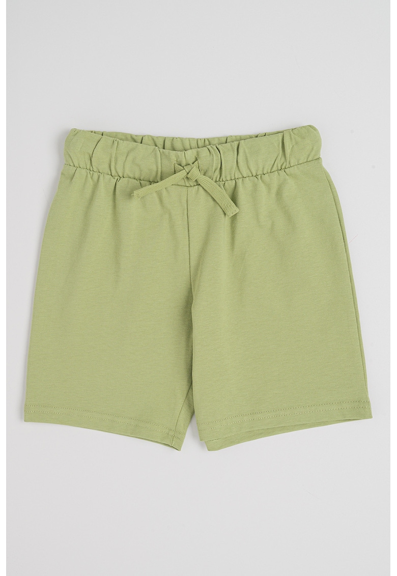 Pantaloni scurti din bumbac cu talie ajustabila - Verde pal