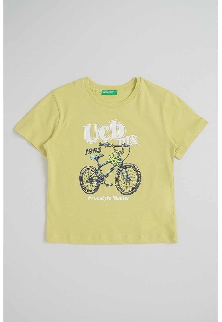 Tricou cu imprimeu grafic si logo - Verde masliniu pal