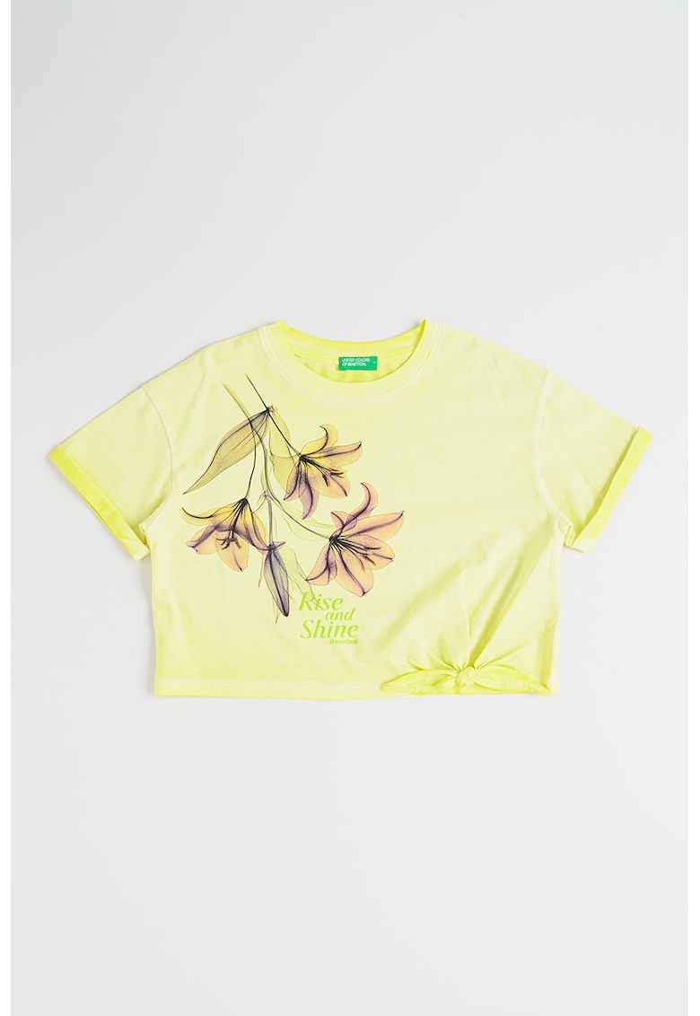 Tricou crop cu imprimeu - Verde lime