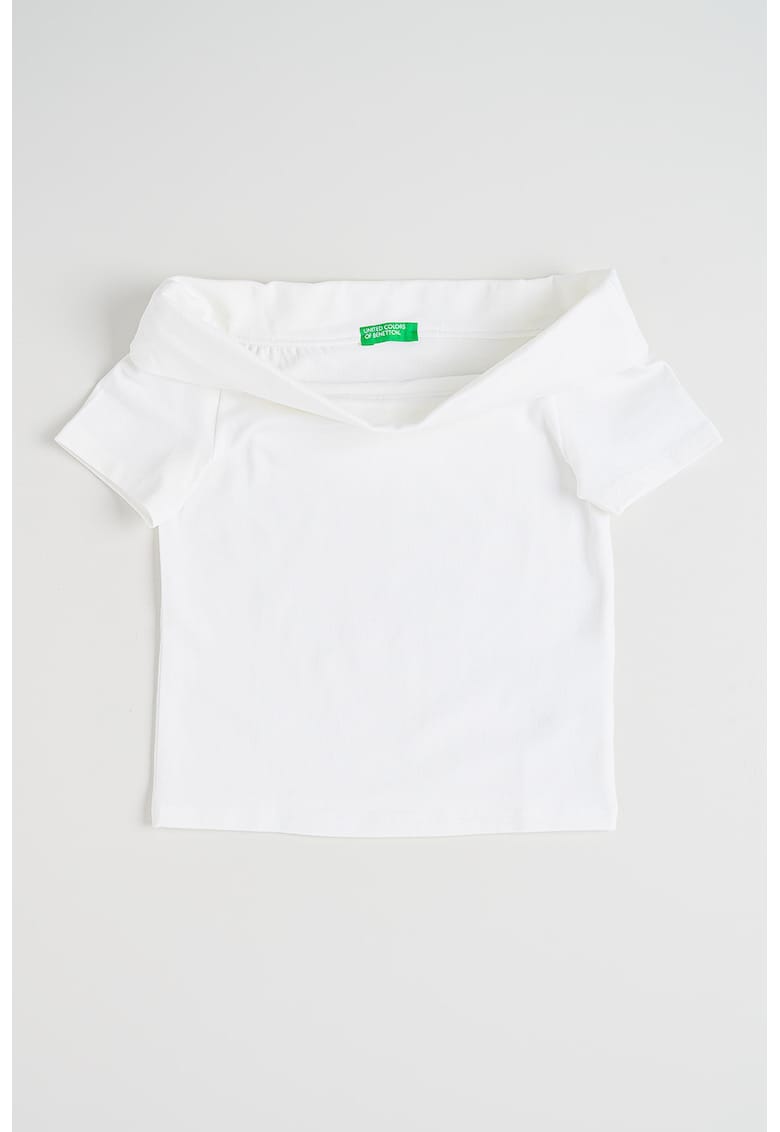 Tricou cu decolteu pe un umar si model uni - Alb optic