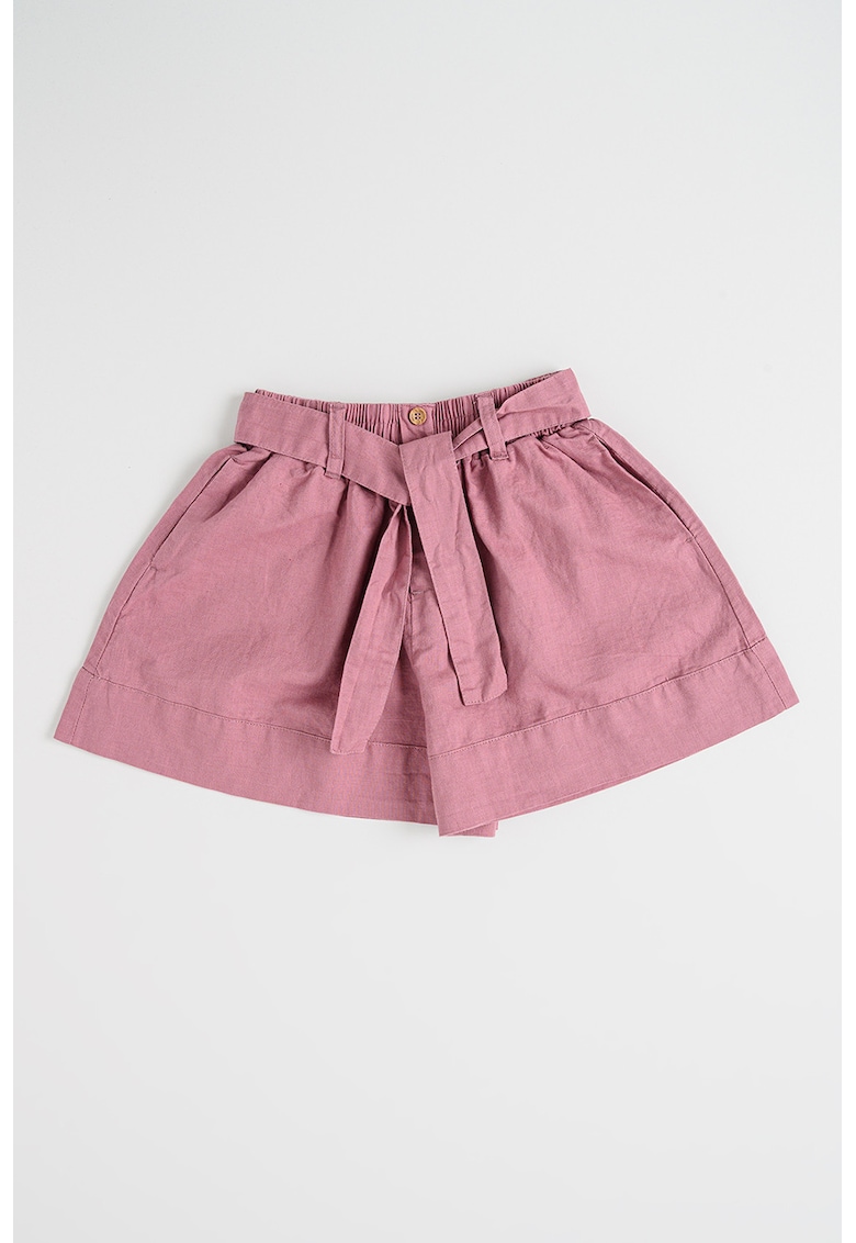 Pantaloni scurti din bumbac si in cu model uni - Rosu capsuna