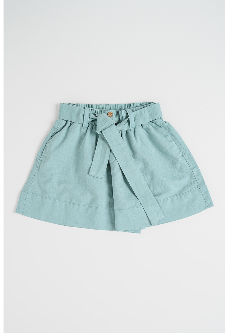 Pantaloni scurti din bumbac si in cu model uni - Verde deschis