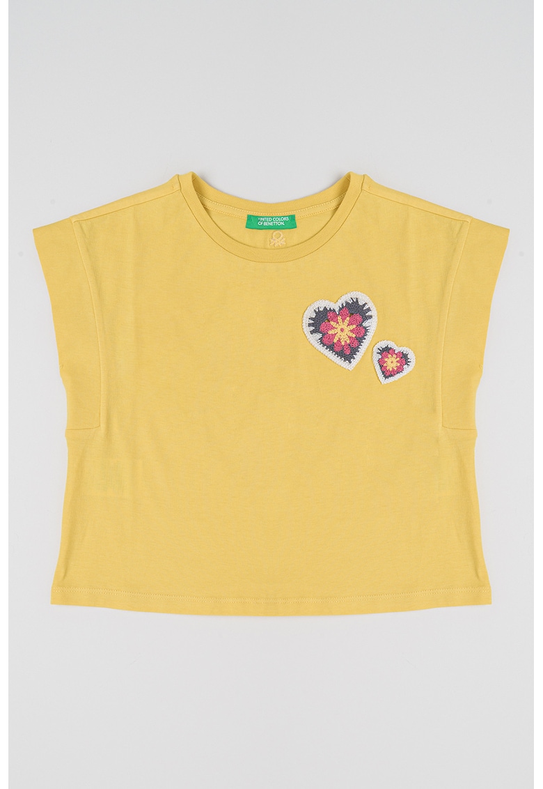 Tricou din bumbac cu model cu inima - Galben sofran
