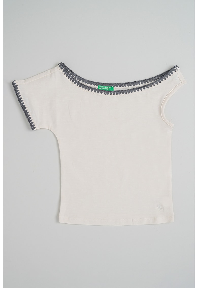 Tricou slim-fit cu decolteu rotund - Alb murdar