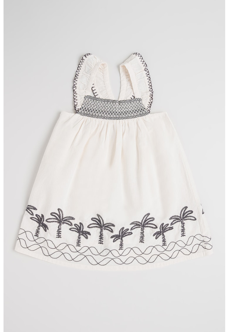 Rochie din bumbac cu broderie - Alb murdar