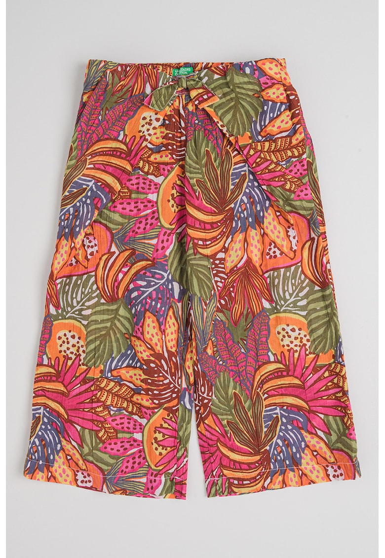 Pantaloni cu croiala ampla si model - Multicolor