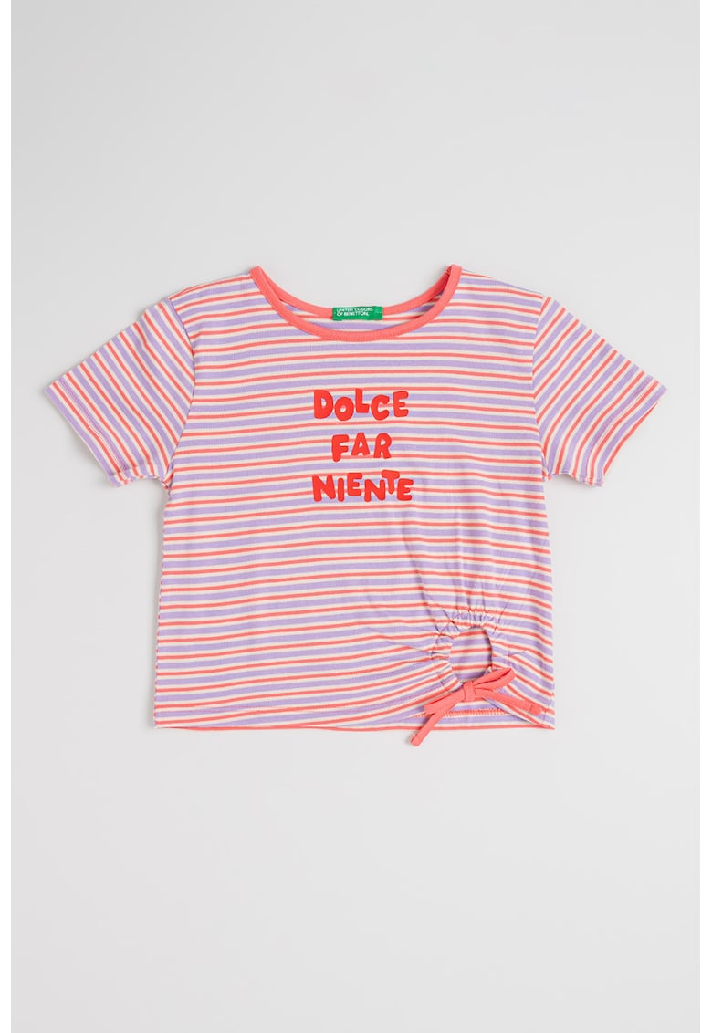 Tricou din bumbac cu model in dungi - Lila/Roz
