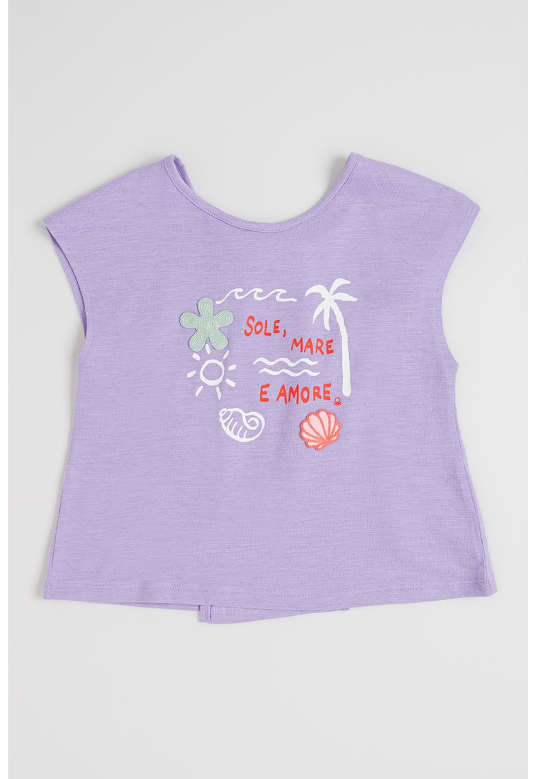 Tricou din bumbac cu imprimeu - Lila