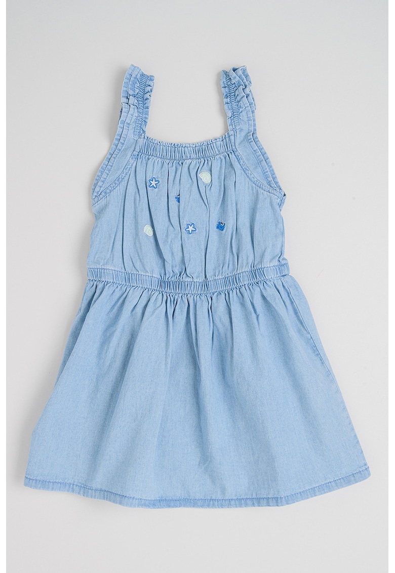 Rochie din denim cu talie elastica - Albastru deschis