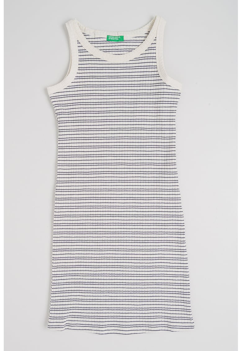 Rochie cambrata si texturata cu decolteu rotund - Alb/Negru