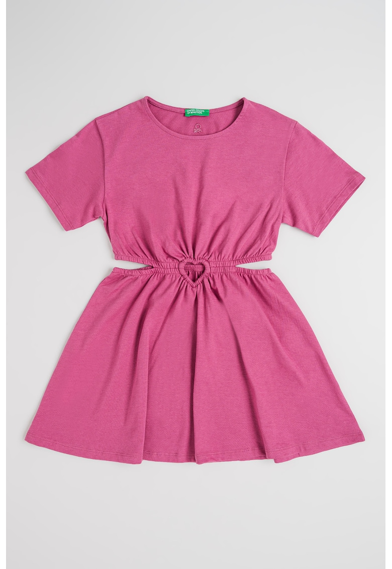 Rochie evazata cu decupaj - Roz inchis