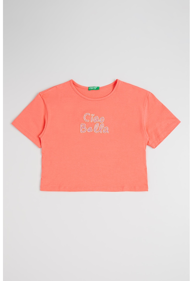 Tricou din bumbac cu imprimeu - Coral