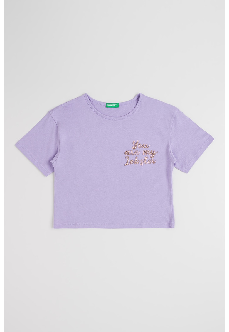 Tricou din bumbac cu imprimeu - Lila