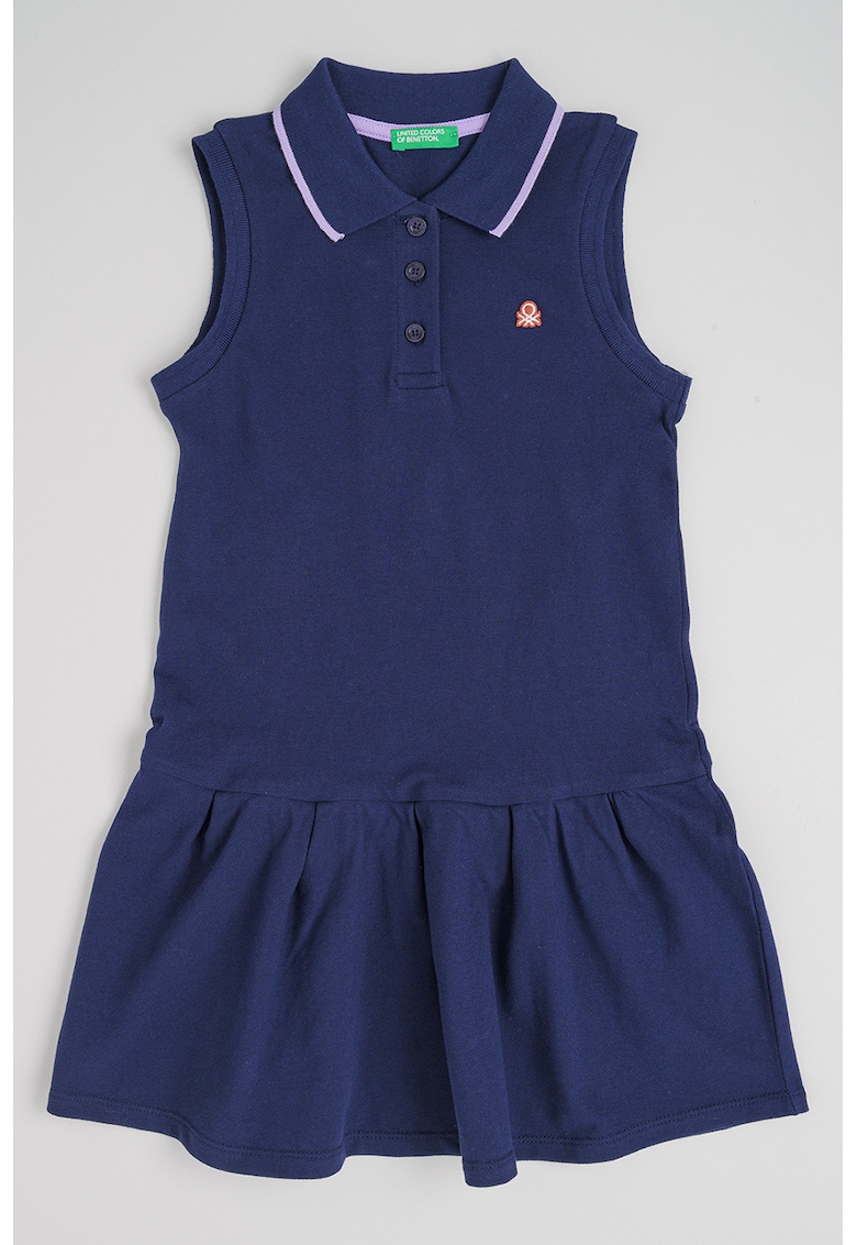 Rochie polo cu fenta cu nasturi - Bleumarin