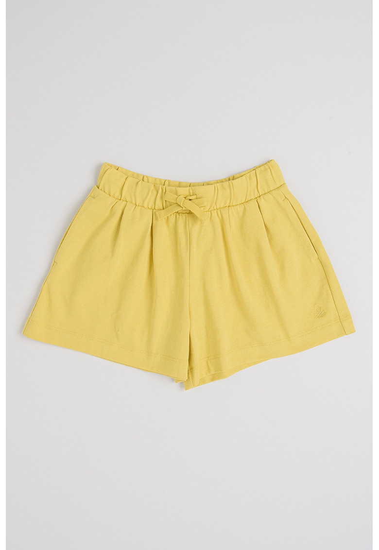 Pantaloni scurti de bumbac cu snur de ajustare - Galben sofran