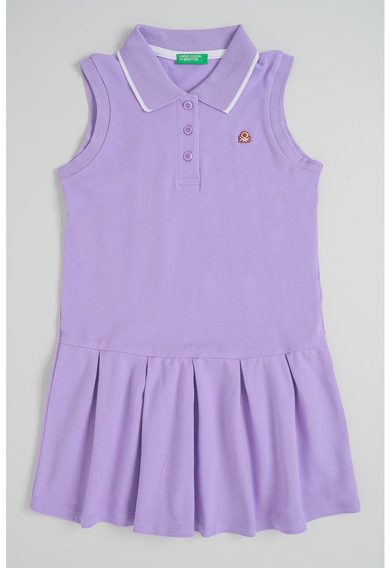 Rochie polo cu fenta cu nasturi - Lila deschis