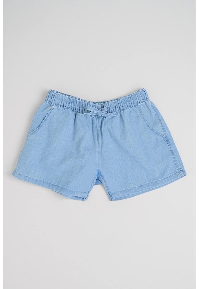 Pantaloni scurti din bumbac cu talie elastica - Albastru deschis
