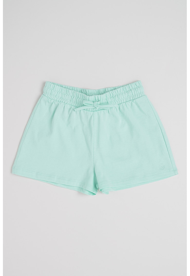 Pantaloni scurti cu snur si logo brodat - Turcoaz