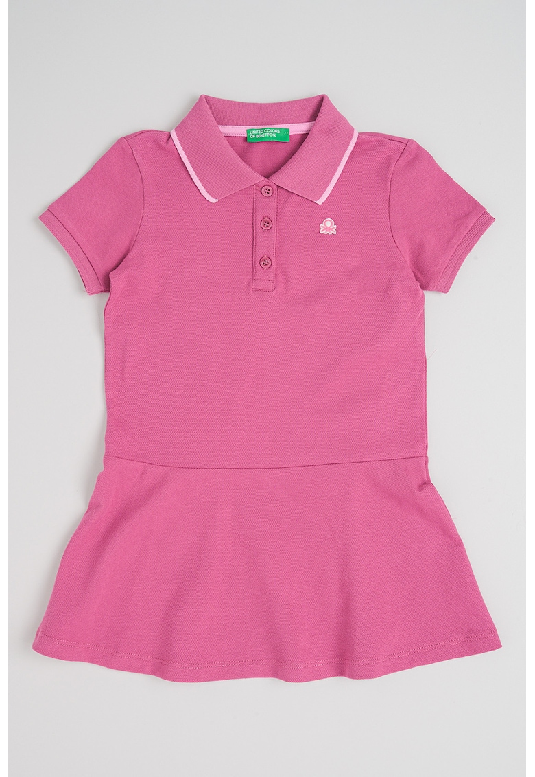 Rochie polo cu fenta cu nasturi - Roz