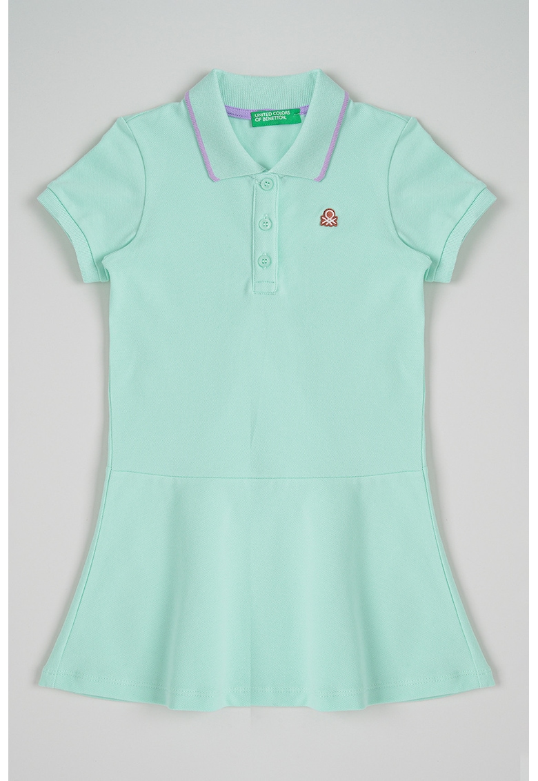 Rochie polo cu fenta cu nasturi - Verde menta