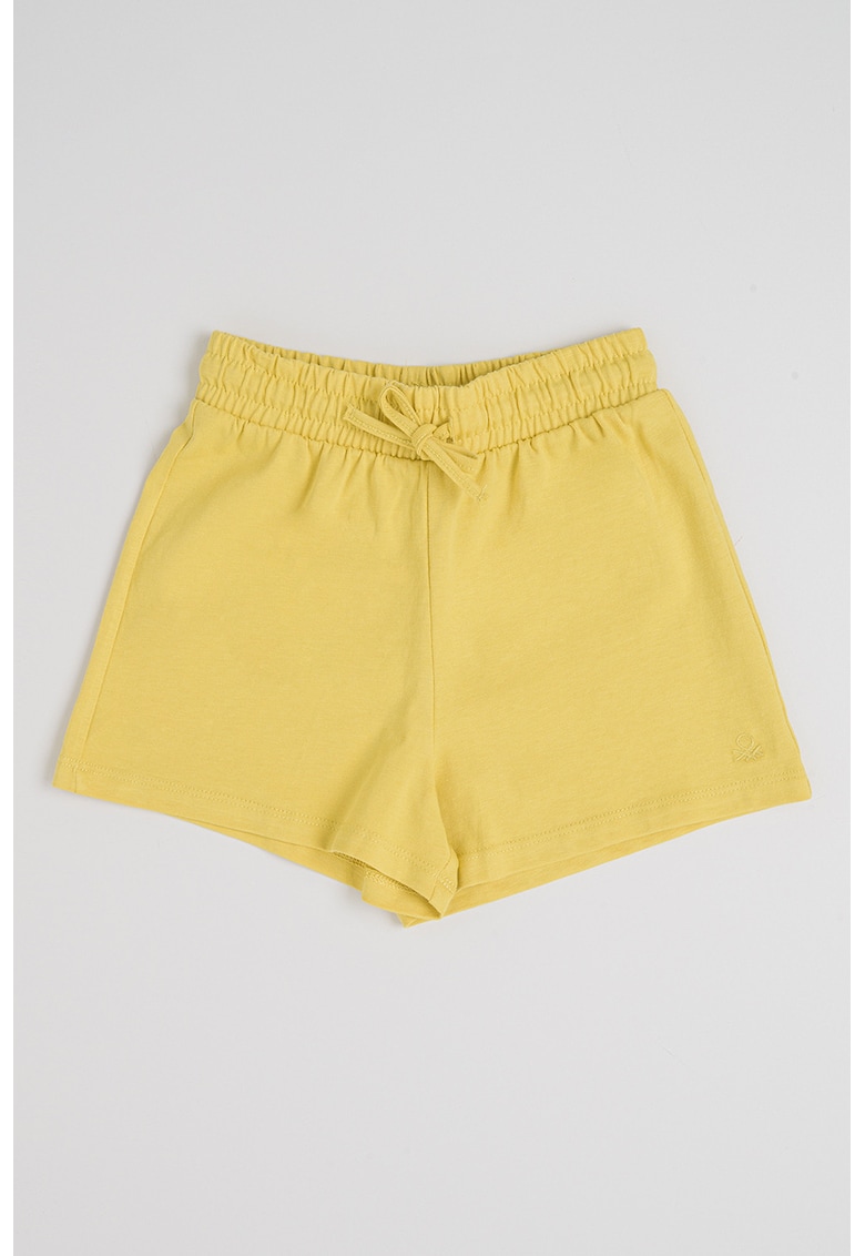 Pantaloni scurti cu snur si logo brodat - Galben