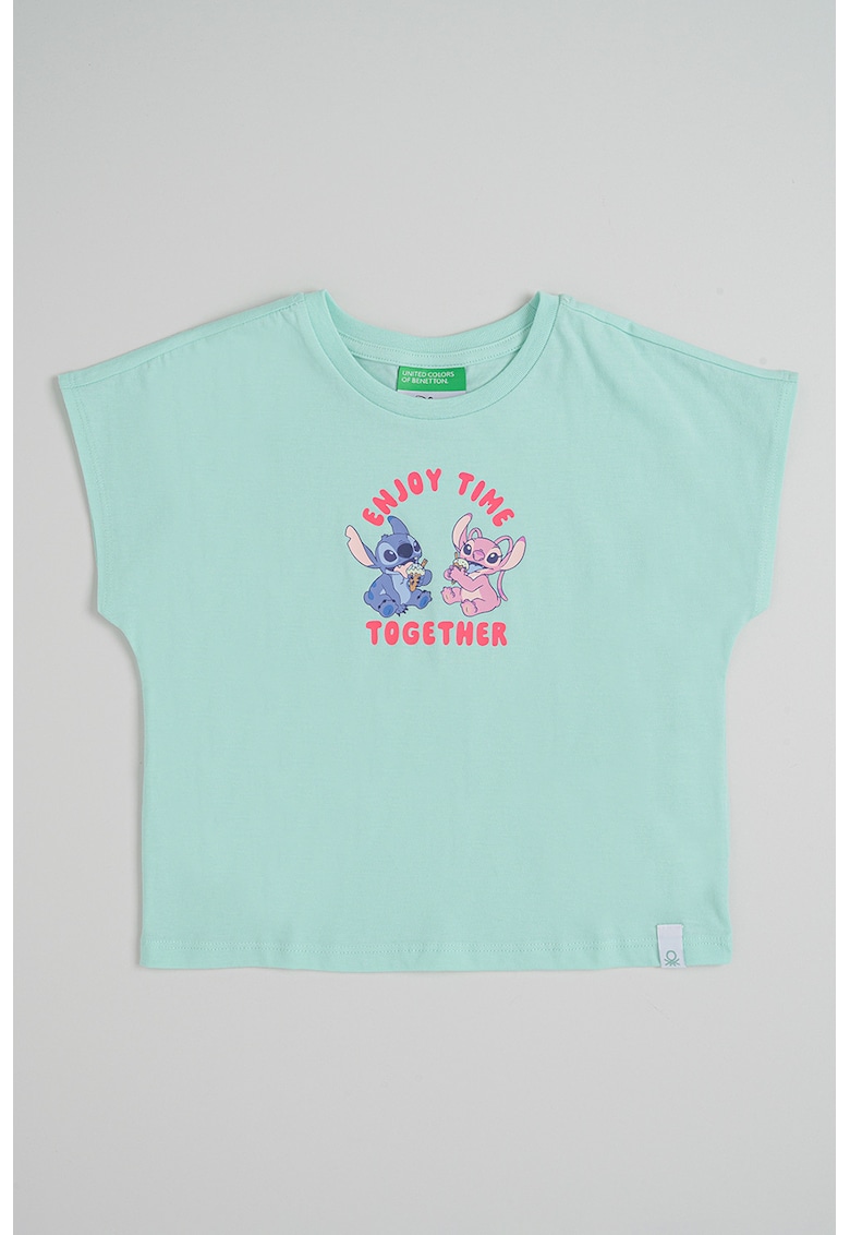 Tricou lejer cu imprimeu Stitch - Verde menta