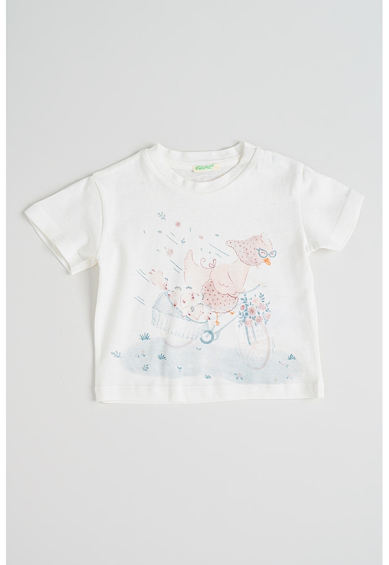 Tricou dim bumbac cu capse - Alb optic