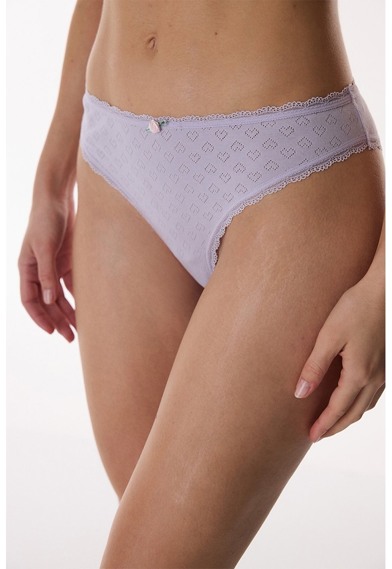 Chiloti brazilieni cu insertie din dantela - Violet pastel