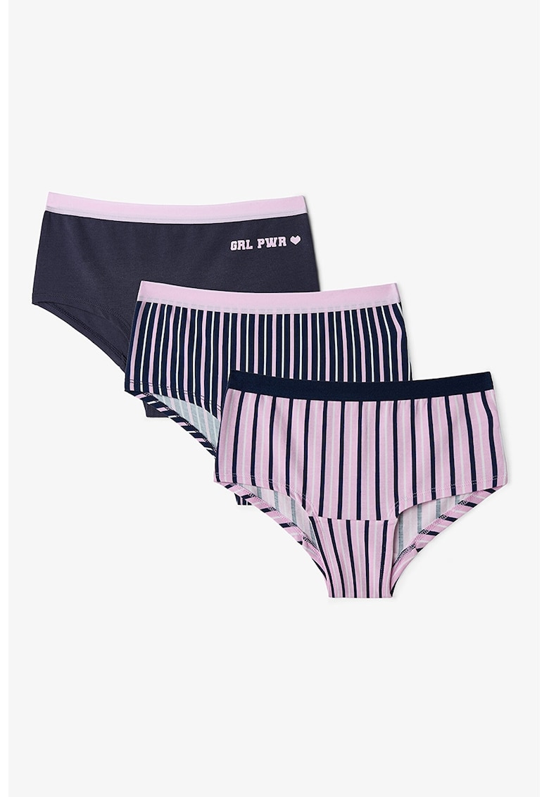 Set de chiloti hipster cu model - 3 perechi - Roz/Deep Purple