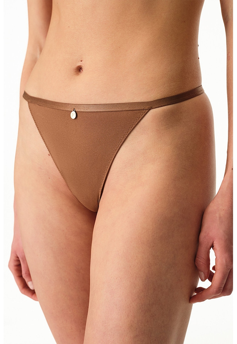 Chiloti brazilieni cu segment de dantela - Caramel