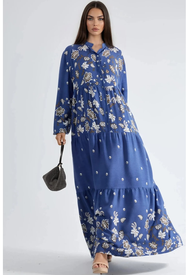 Rochie Maxi - Decolteu in V - Albastru