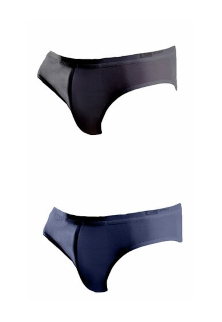 Set 2 perechi chiloti clasici bumbac talie joasa GU016 0002 - Gri/Bleumarin