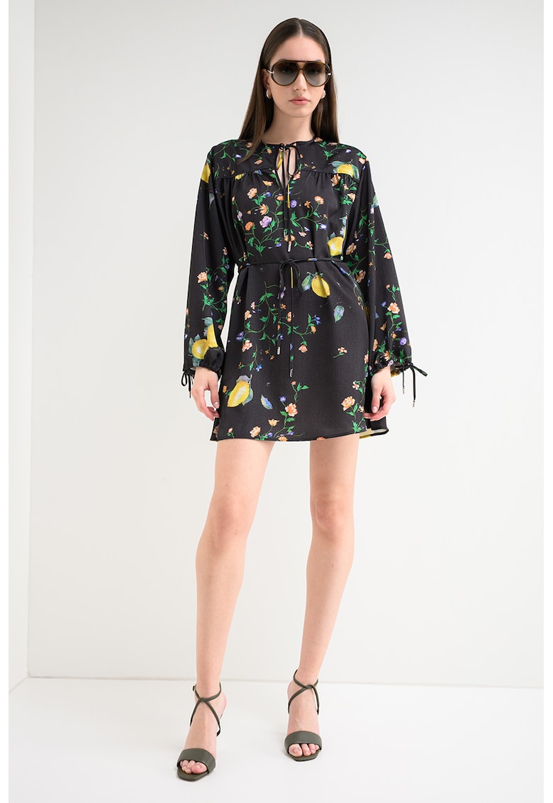 Rochie evazata cu imprimeu - Verde/Galben/Black Onyx