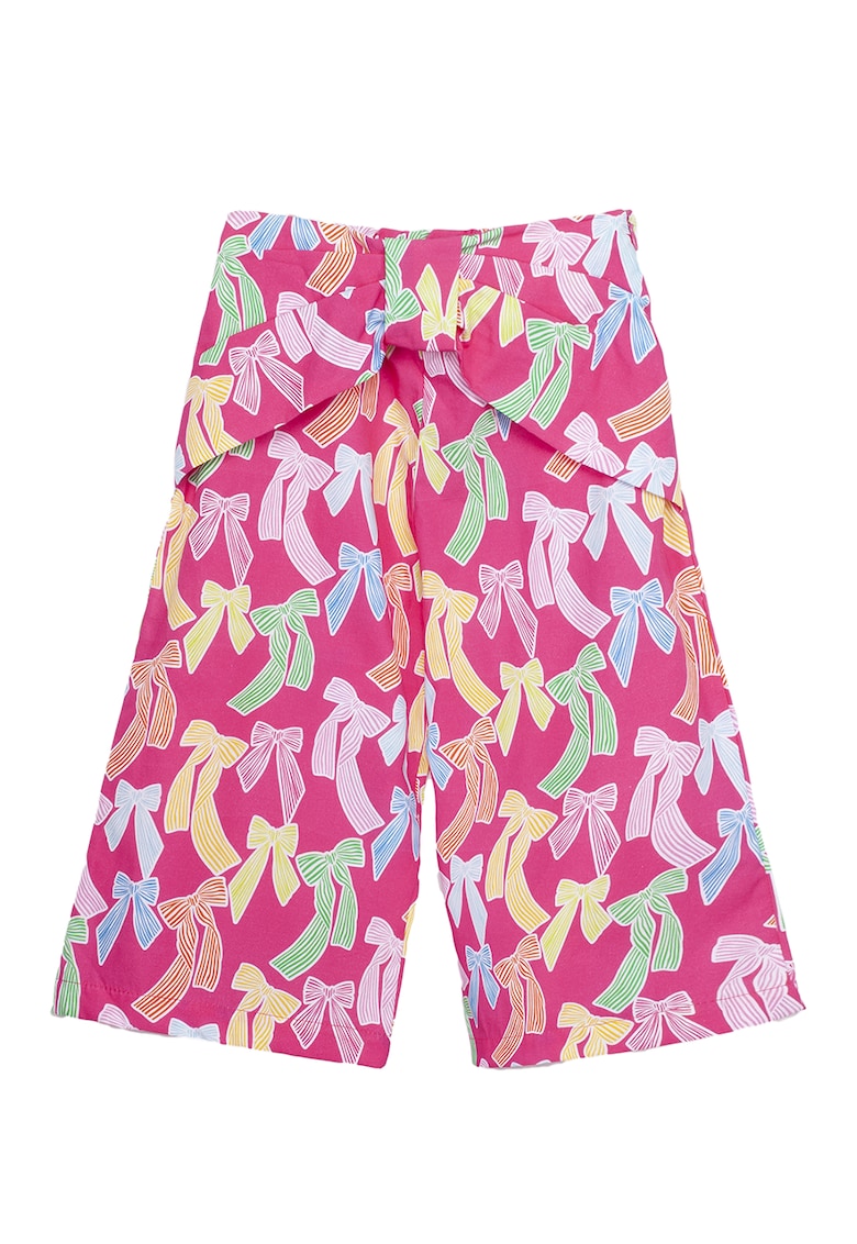 Pantaloni cu croiala ampla si model cu funde - Galben - Roz - Albastru deschis -