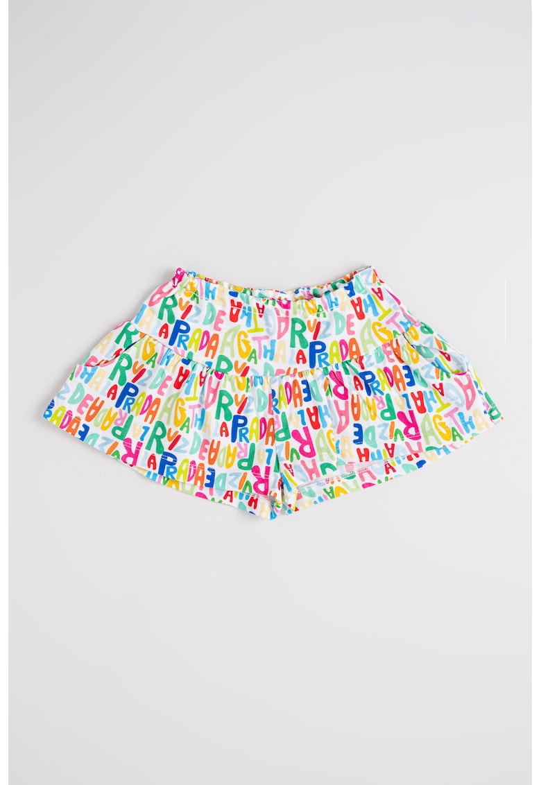 Pantaloni scurti cu imprimeu si talie elastica - Multicolor
